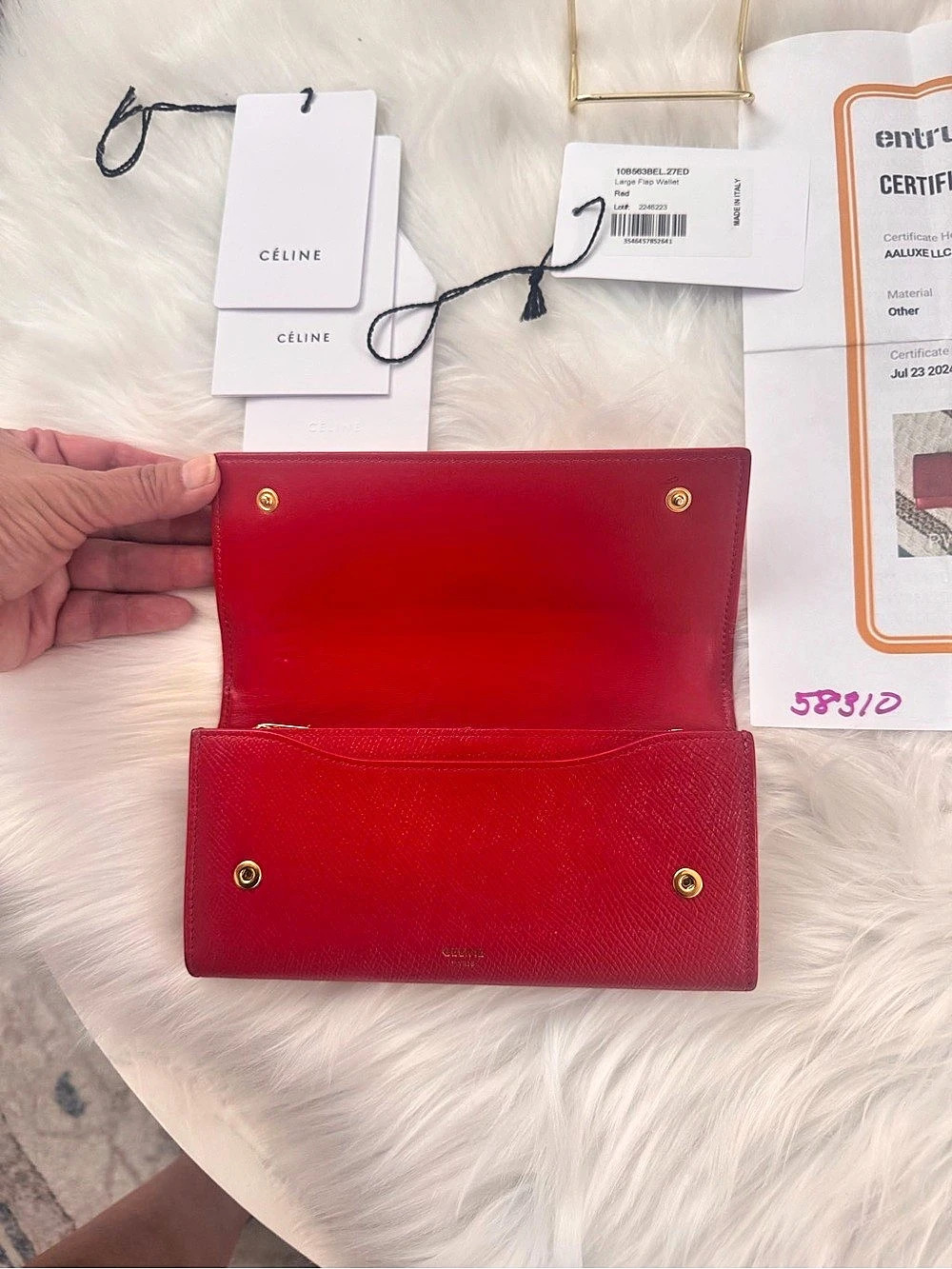 Celine Large Flap Wallet in Red - Picture 14 of 16